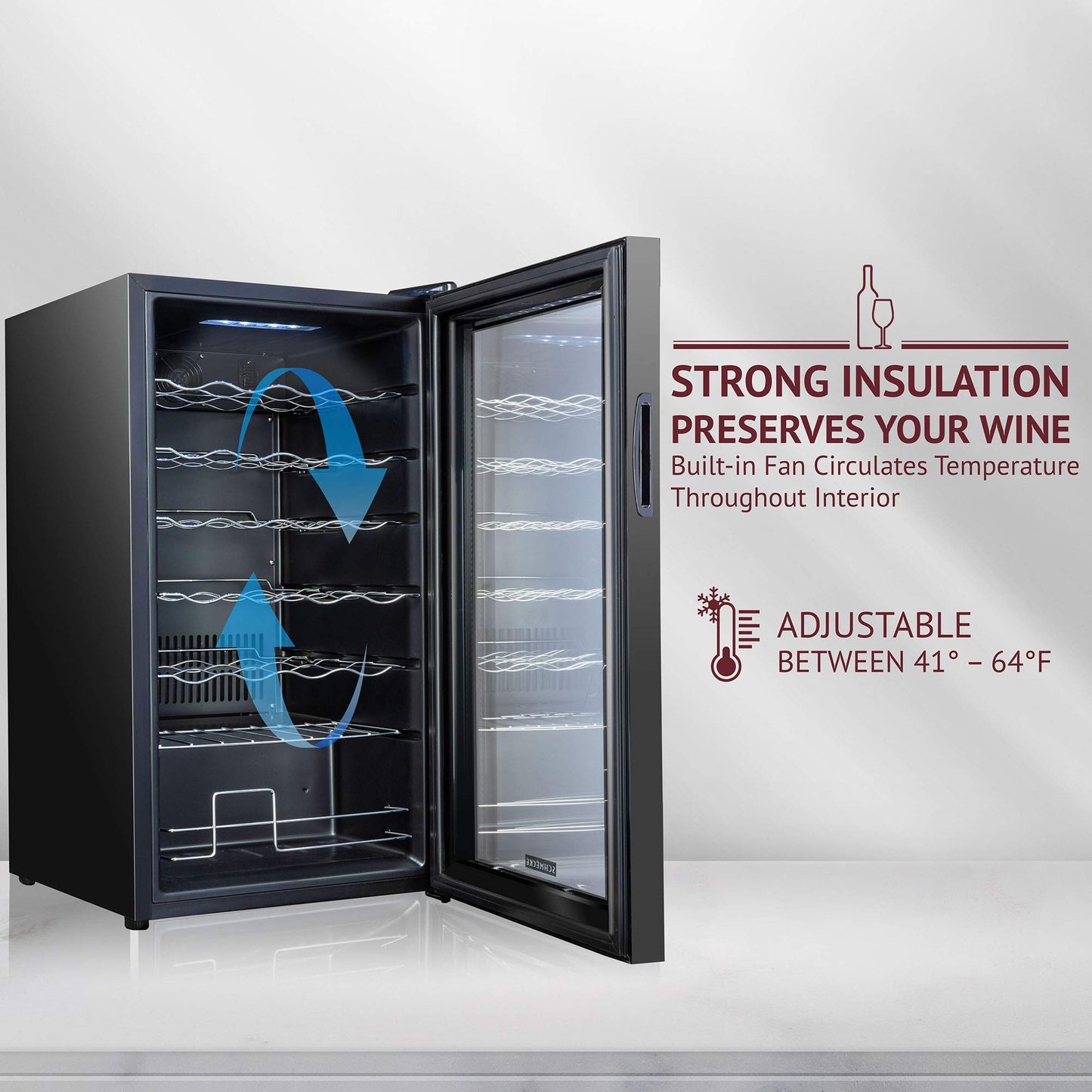 34 Bottle Freestanding Wine Cooler Refrigerator with Locking Door and Digital Temperature Control