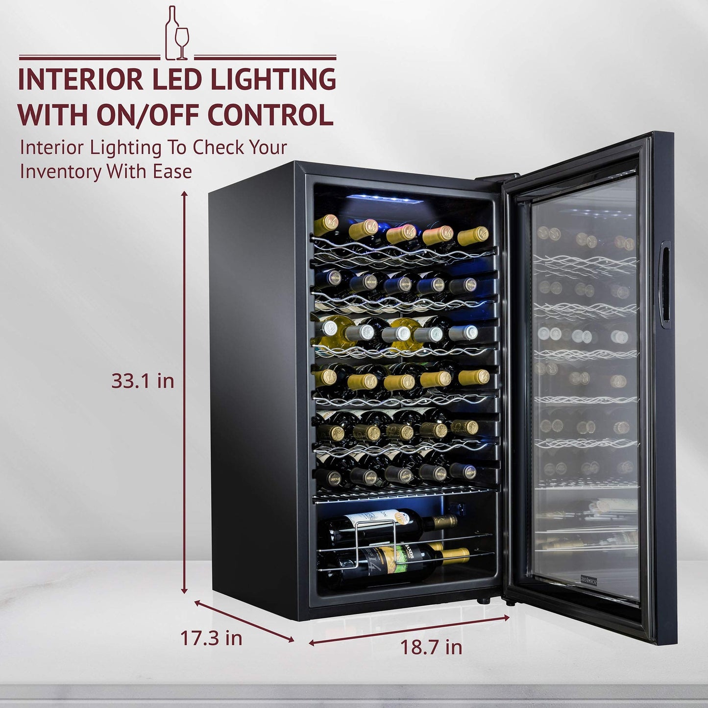 34 Bottle Freestanding Wine Cooler Refrigerator with Locking Door and Digital Temperature Control 1