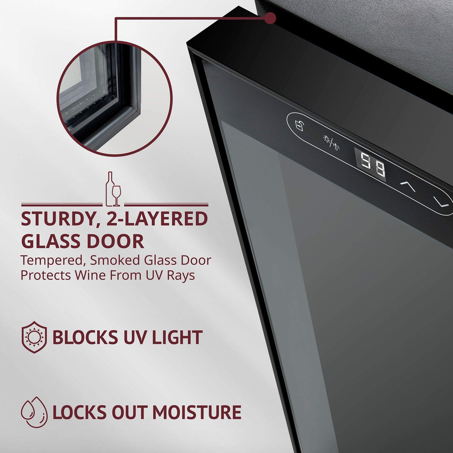 34 Bottle Freestanding Wine Cooler Refrigerator with Locking Door and Digital Temperature Control