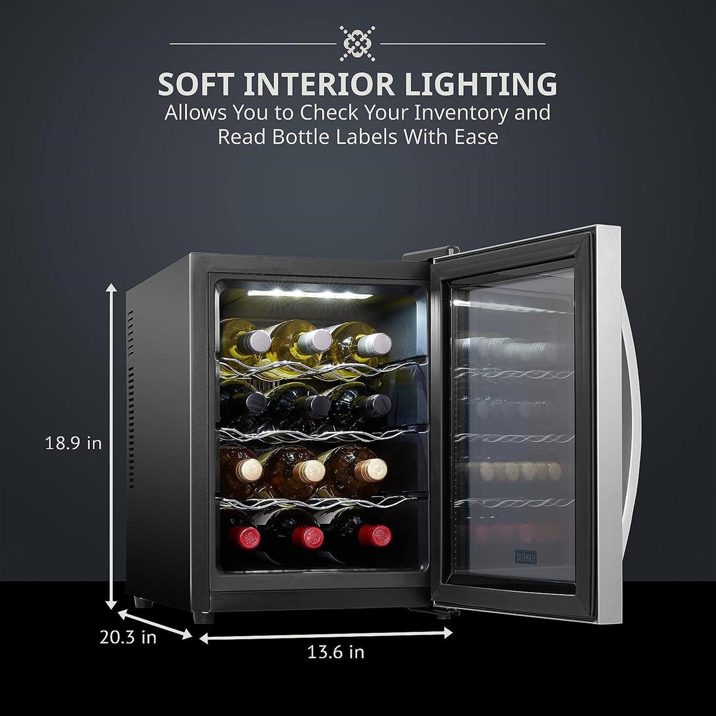 Schmecke 13.6-Inches W 12 -Bottles Stainless Steel Freestanding Indoor Wine Cooler
