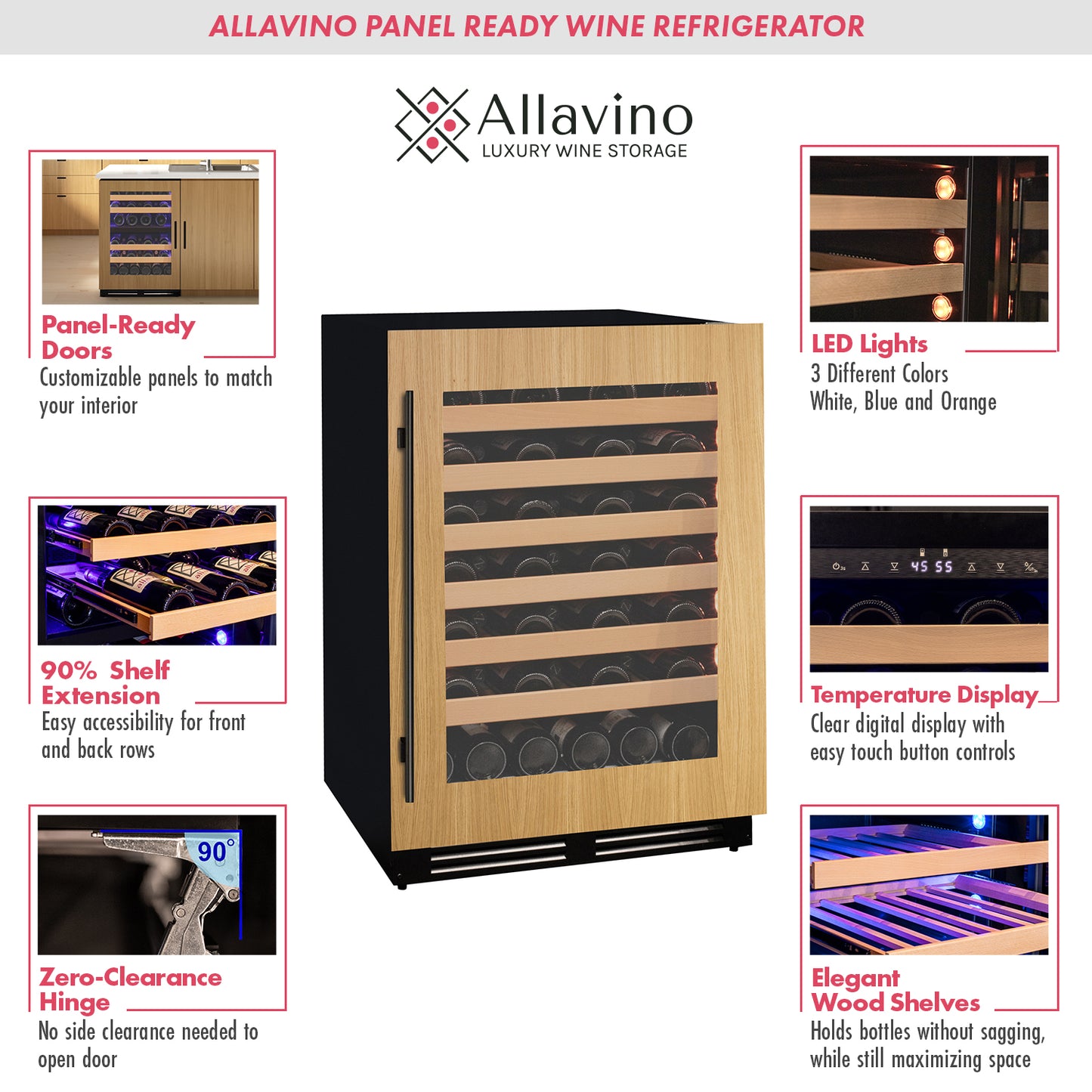 Allavino 24" Wide Single Zone Panel Ready Wine Fridge