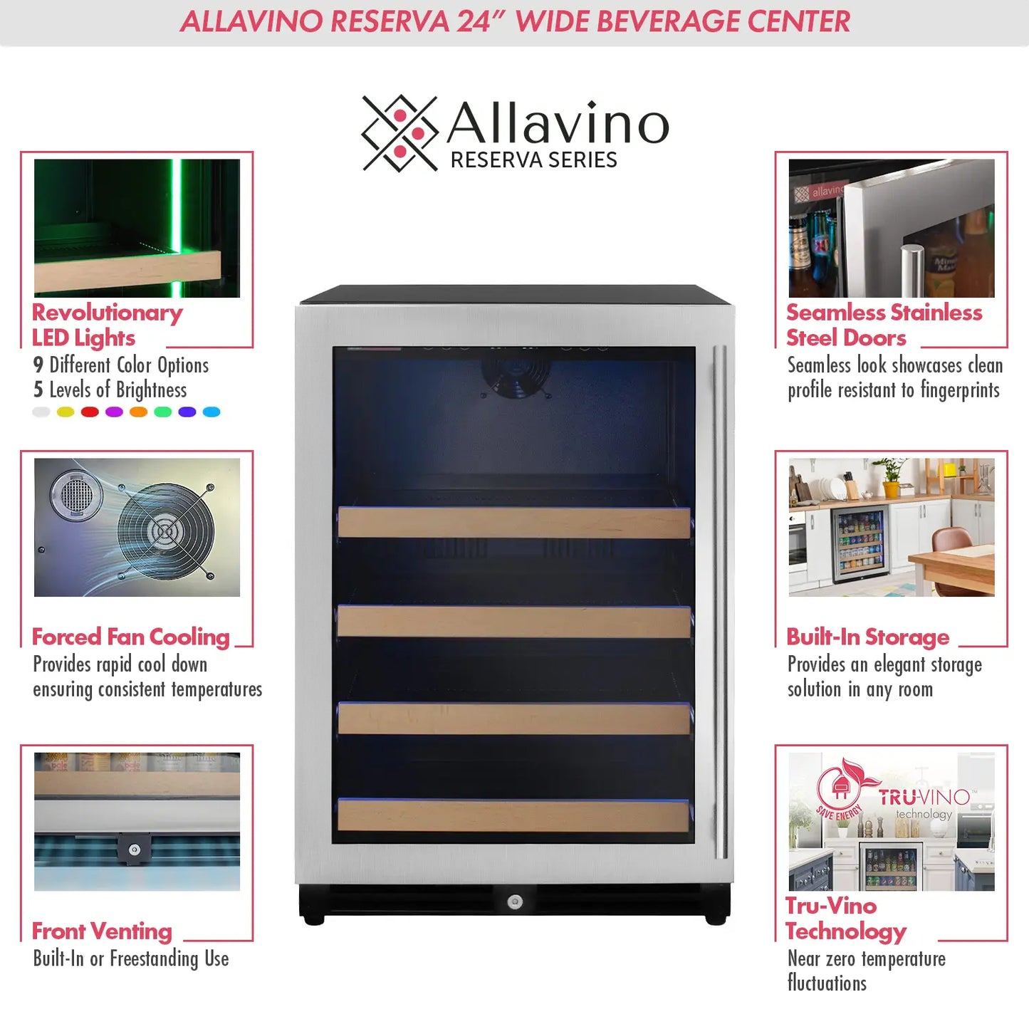 Allavino 24" Wide Reserva Series Stainless Steel Left Hinge Beverage Center