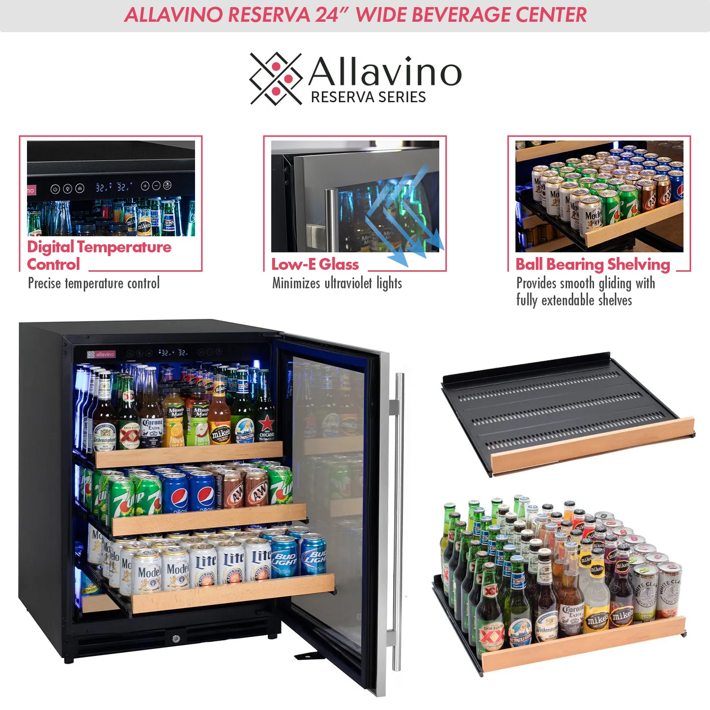 Allavino 24" Wide Reserva Series Stainless Steel Right Hinge Beverage Center