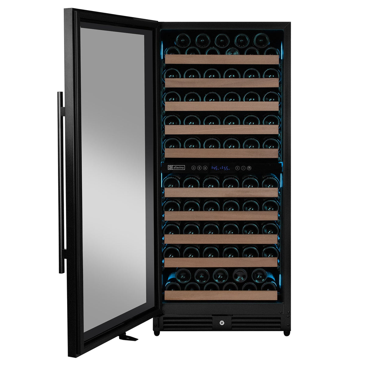 Allavino Reserva 119 Bottle 55" Semi Tall Dual Zone Built-In Wine Refrigerator, Black Metal Door, Left Hinge