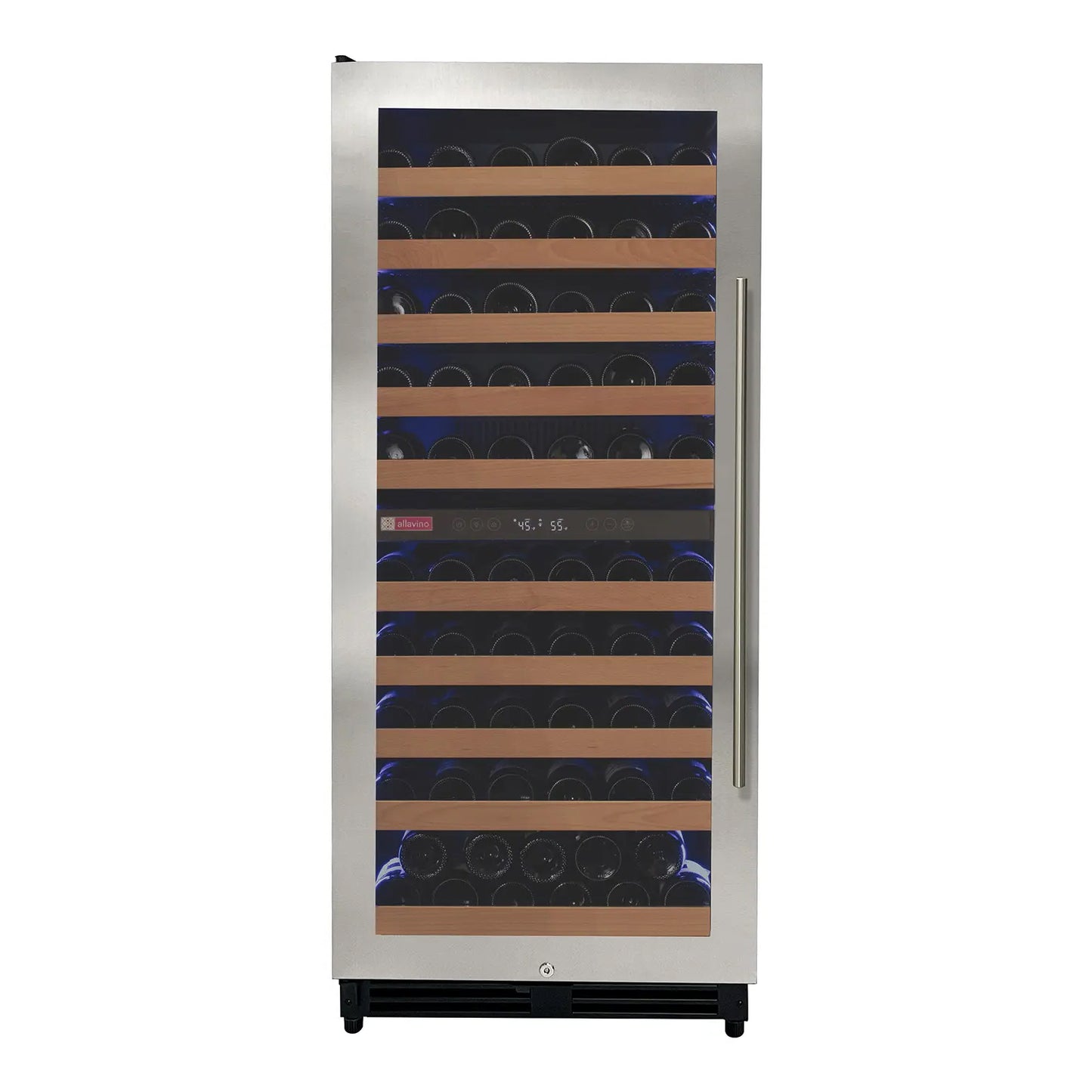 Allavino 119 Bottle 55" Tall Dual Zone Left Hinge Stainless Steel Wine Refrigerator