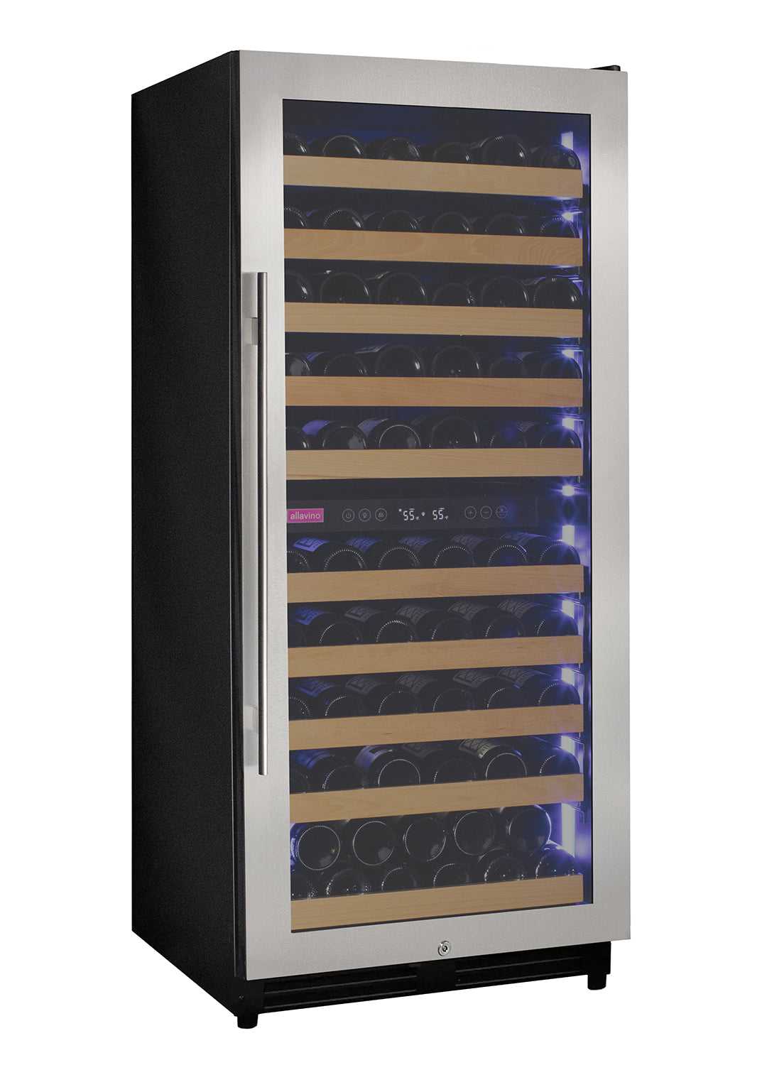 Allavino 119 Bottle 55" Tall Dual Zone Right Hinge Stainless Steel Wine Refrigerator