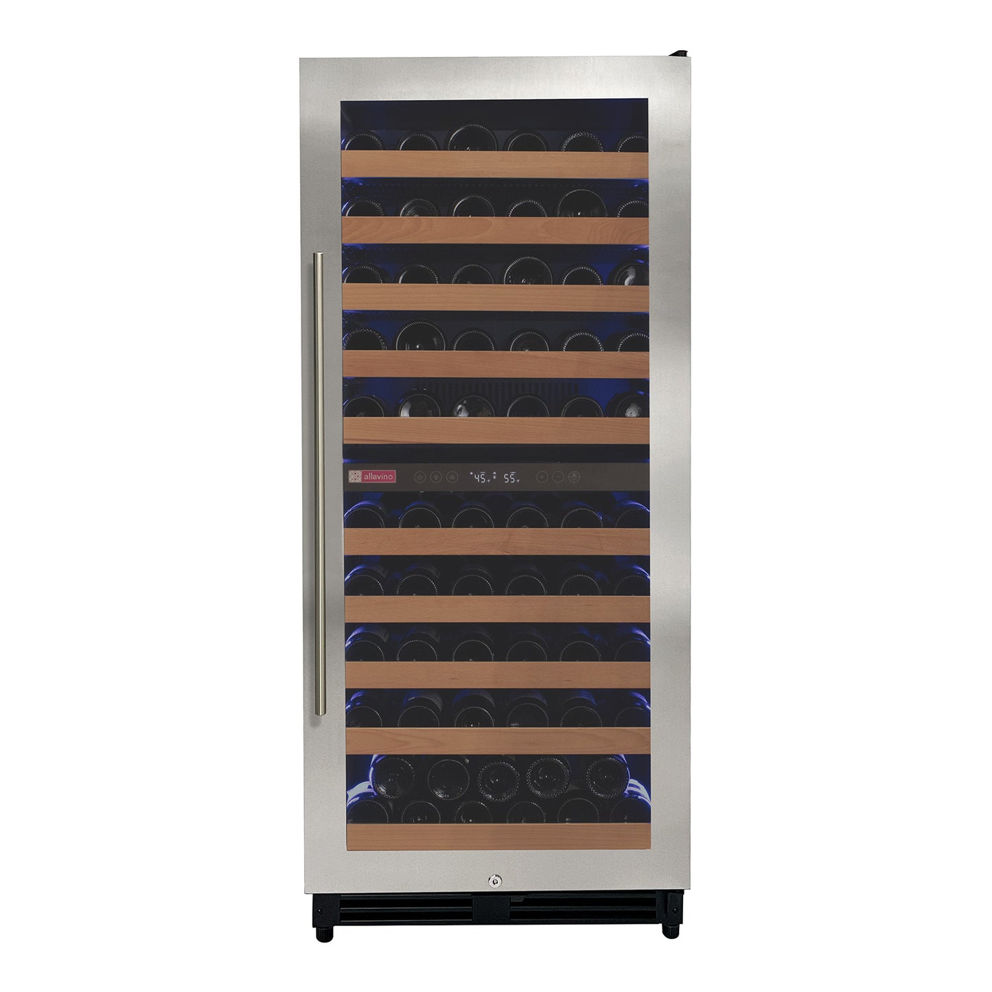 Allavino 119 Bottle 55" Tall Dual Zone Right Hinge Stainless Steel Wine Refrigerator