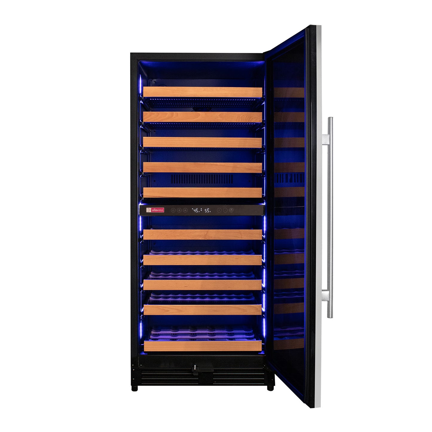 Allavino 119 Bottle 55" Tall Dual Zone Right Hinge Stainless Steel Wine Refrigerator