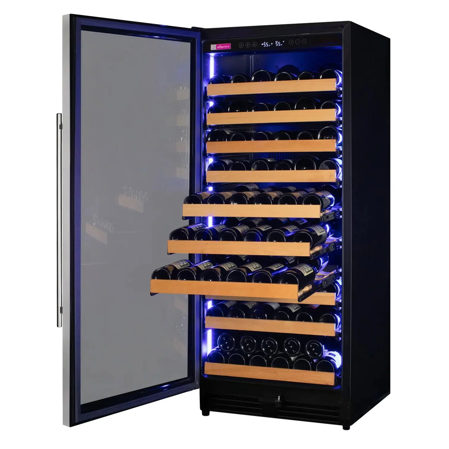 Allavino Reserva Series 119 Bottle 55" Tall Single Zone Left Hinge Stainless Steel Wine Refrigerator