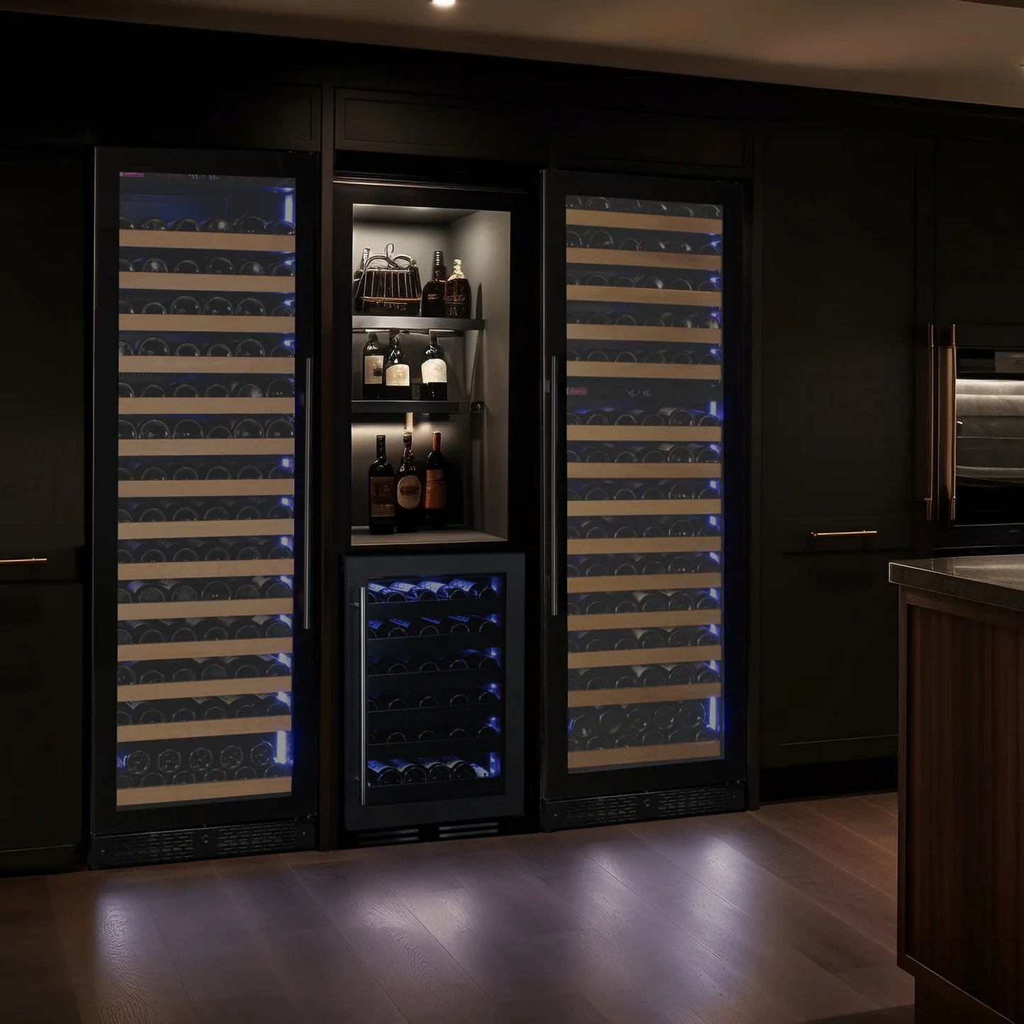 Reserva Series 50 Bottle 34" Tall Dual Zone Left Hinge Black Glass Wine Cooler Refrigerator