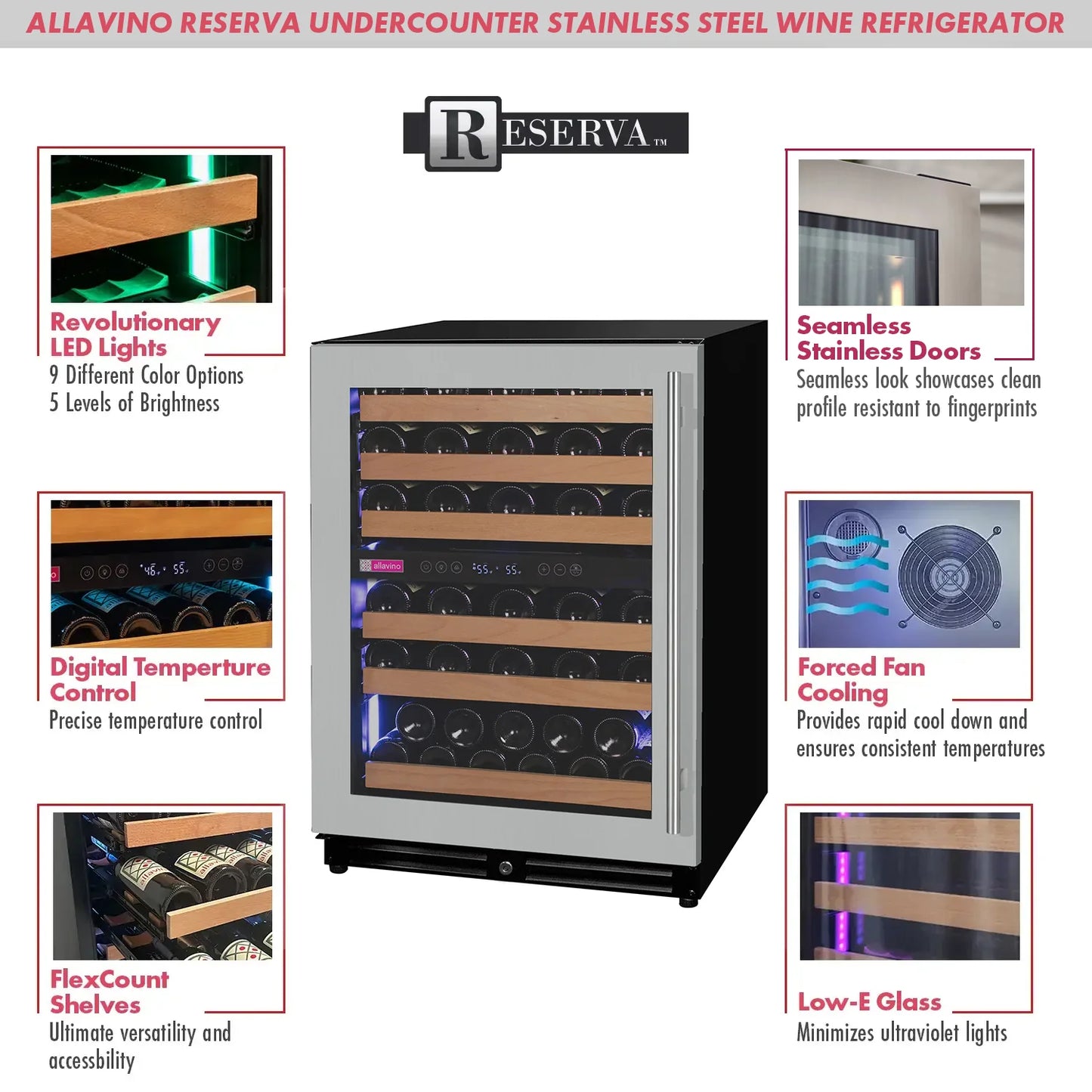 Allavino Reserva Undercounter Stainless Steel Wine Refrigerator