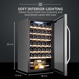 34 Bottle Compressor Wine Cooler Refrigerator - Stainless Steel