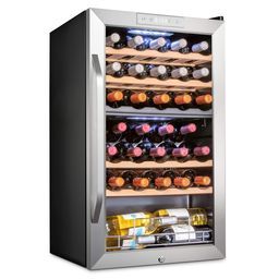 33 Bottle Dual Zone Wine Cooler Refrigerator Stainless Steel