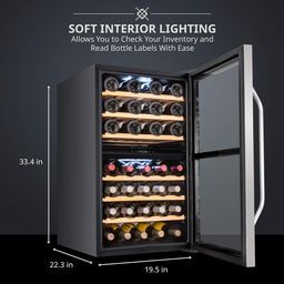43 Bottle Dual Zone Wine Cooler Refrigerator Stainless Steel 1