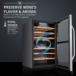 43 Bottle Dual Zone Wine Cooler Refrigerator Stainless Steel