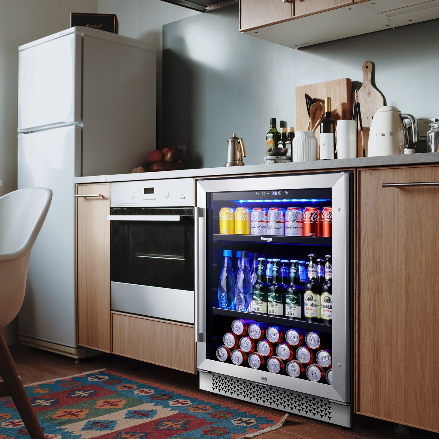 Yeego 24 Inch Wide 180 Cans Beverage Drink Fridge, Built-In or Freestanding