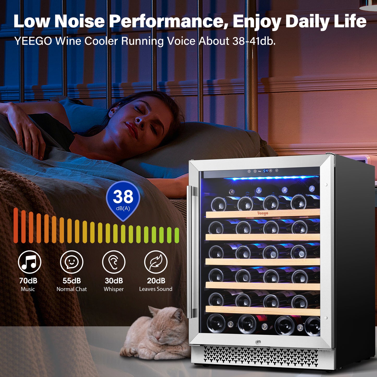 Yeego 24 Inch Wide 52 Bottle Wine Quiet Wine Cooler