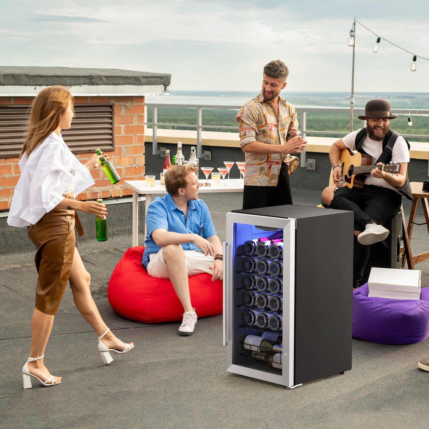 Yeego 17 Inch Wide 27 Bottle Narrow Small Wine Fridge, Shallow Depth Wine Cooler Under Counter, Built-In Or Freestanding