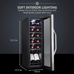 12 Bottle Compressor Wine Cooler Refrigerator Stainless Steel