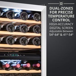 43 Bottle Dual Zone Wine Cooler Refrigerator Stainless Steel