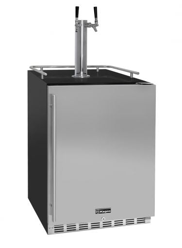 Kegco 24" Wide Dual Tap Stainless Steel Built-In Right Hinge Kegerator with Kit