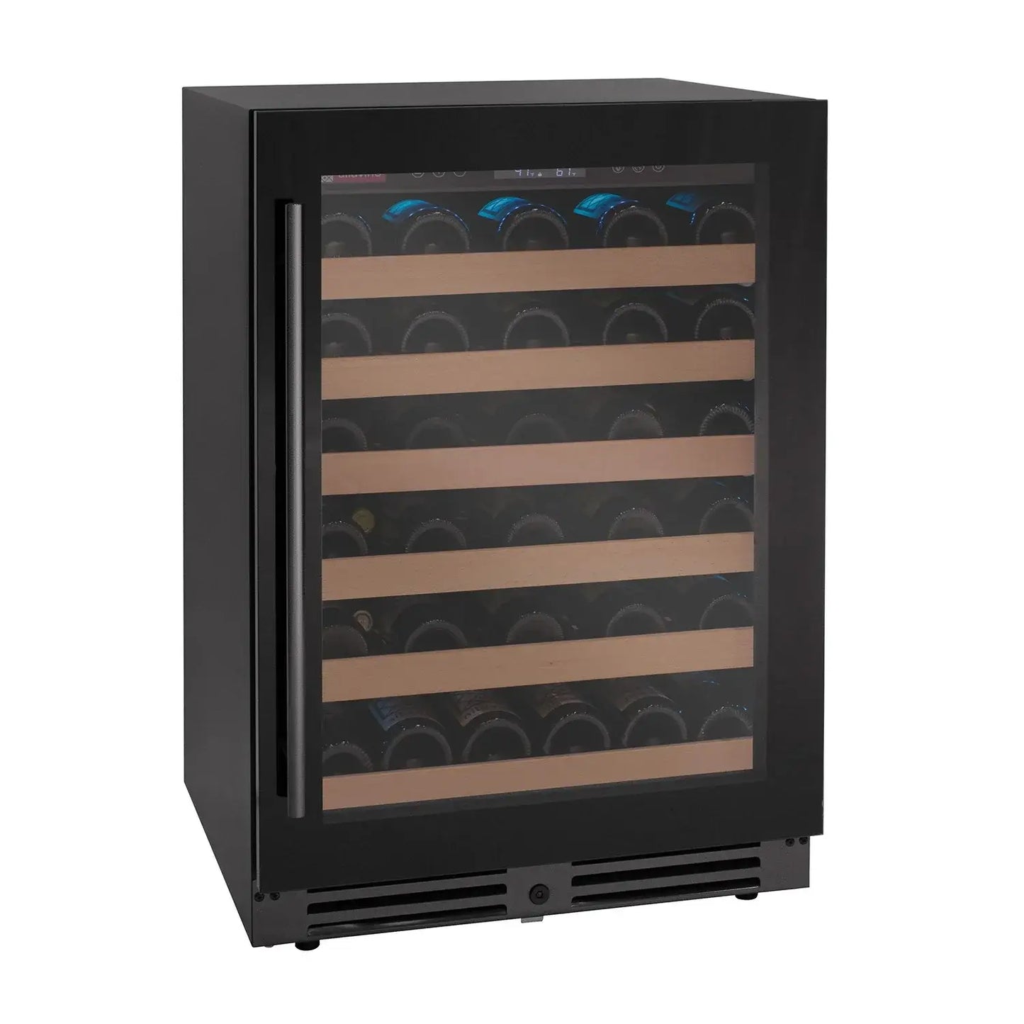 Reserva Series 50 Bottle Single Zone Built-in Luxury Wine Refrigerator with Black Glass Door - Right Hinge