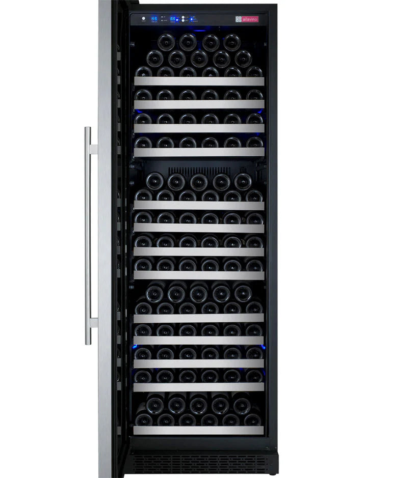 24" Wide FlexCount II Tru-Vino 177 Bottle Single Zone Stainless Steel Left Hinge Wine Refrigerator