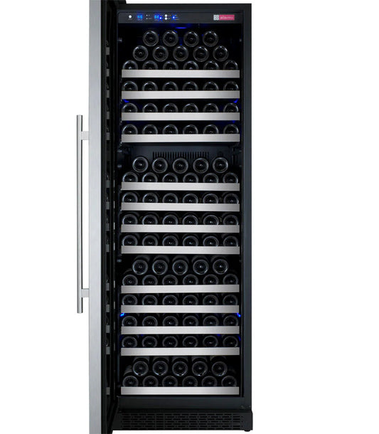 24" Wide FlexCount II Tru-Vino 177 Bottle Single Zone Stainless Steel Left Hinge Wine Refrigerator