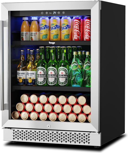 Yeego 24 Inch Wide 180 Cans Beverage Drink Fridge, Built-In or Freestanding