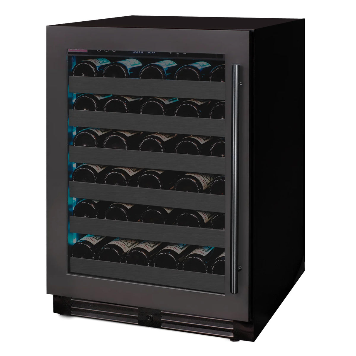 Allavino Reserva 24" Built-In 50 Bottle Single Zone Wine Refrigerator, Black Stainless Steel Door, Left Hinge