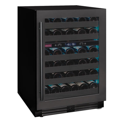 Reserva Series 50 Bottle Dual Zone Undercounter Wine Cooler Refrigerator with Black Stainless Steel Door - Right Hinge