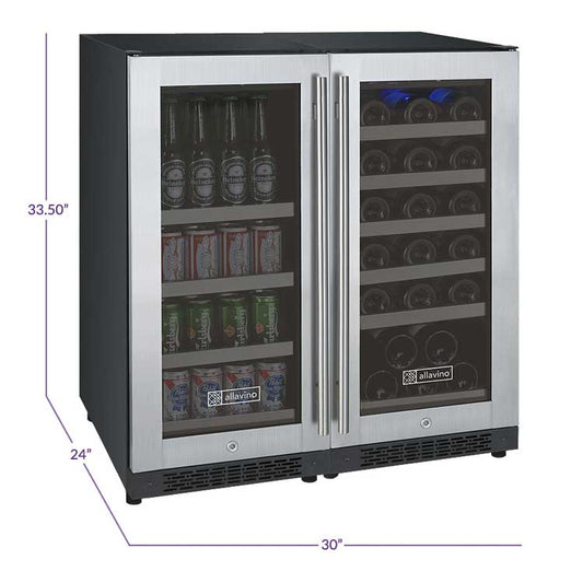 FlexCount Series 56 Bottle Dual Zone Built-in Wine Cooler Refrigerator with Black Door - Right Hinge