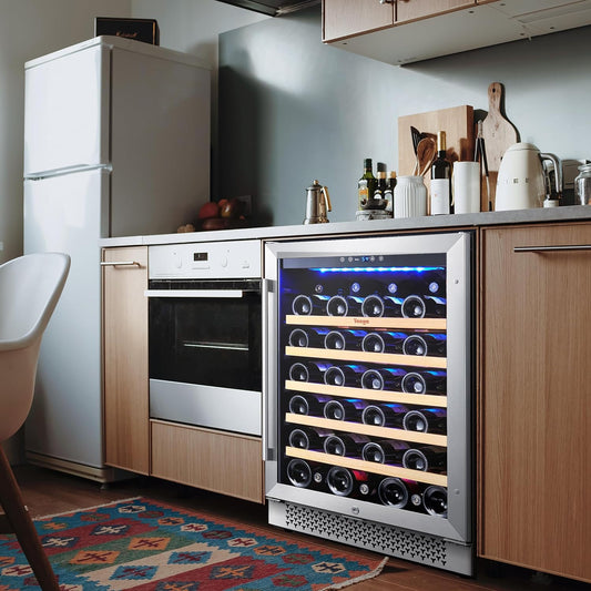 Yeego 24 Inch Wide 52 Bottle Wine Fridge, Quiet Wine Cooler Under Counter or Freestanding