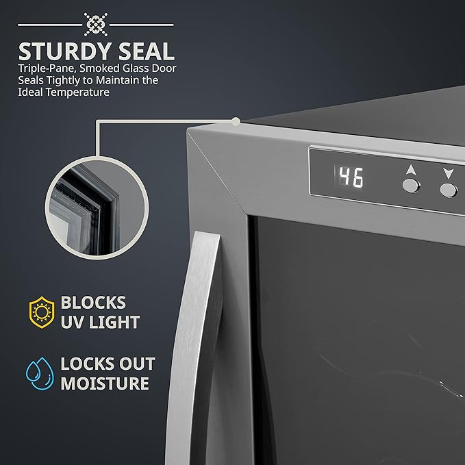 6 Bottle Horizontal Thermoelectric Wine Cooler, Super Quiet Freestanding Wine Fridge (Black)