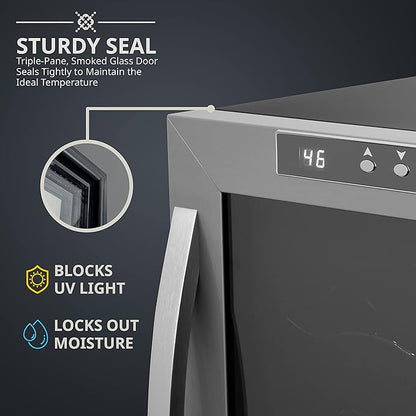 6 Bottle Horizontal Thermoelectric Wine Cooler, Super Quiet Freestanding Wine Fridge (Black)