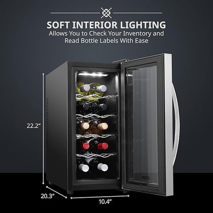 6 Bottle Horizontal Thermoelectric Wine Cooler, Super Quiet Freestanding Wine Fridge (Black)
