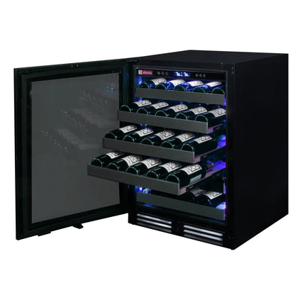 Allavino Reserva 24" Built-In 50 Bottle Single Zone Wine Refrigerator, Black Stainless Steel Door, Left Hinge