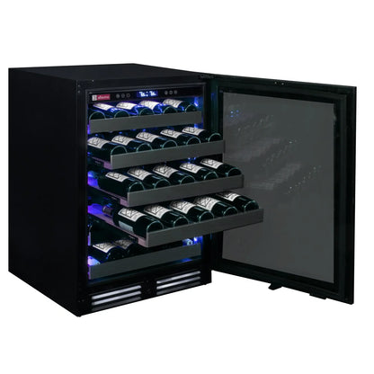 Reserva Series 50 Bottle Single Zone Built-in Luxury Wine Refrigerator with Black Stainless Steel Door - Right Hinge