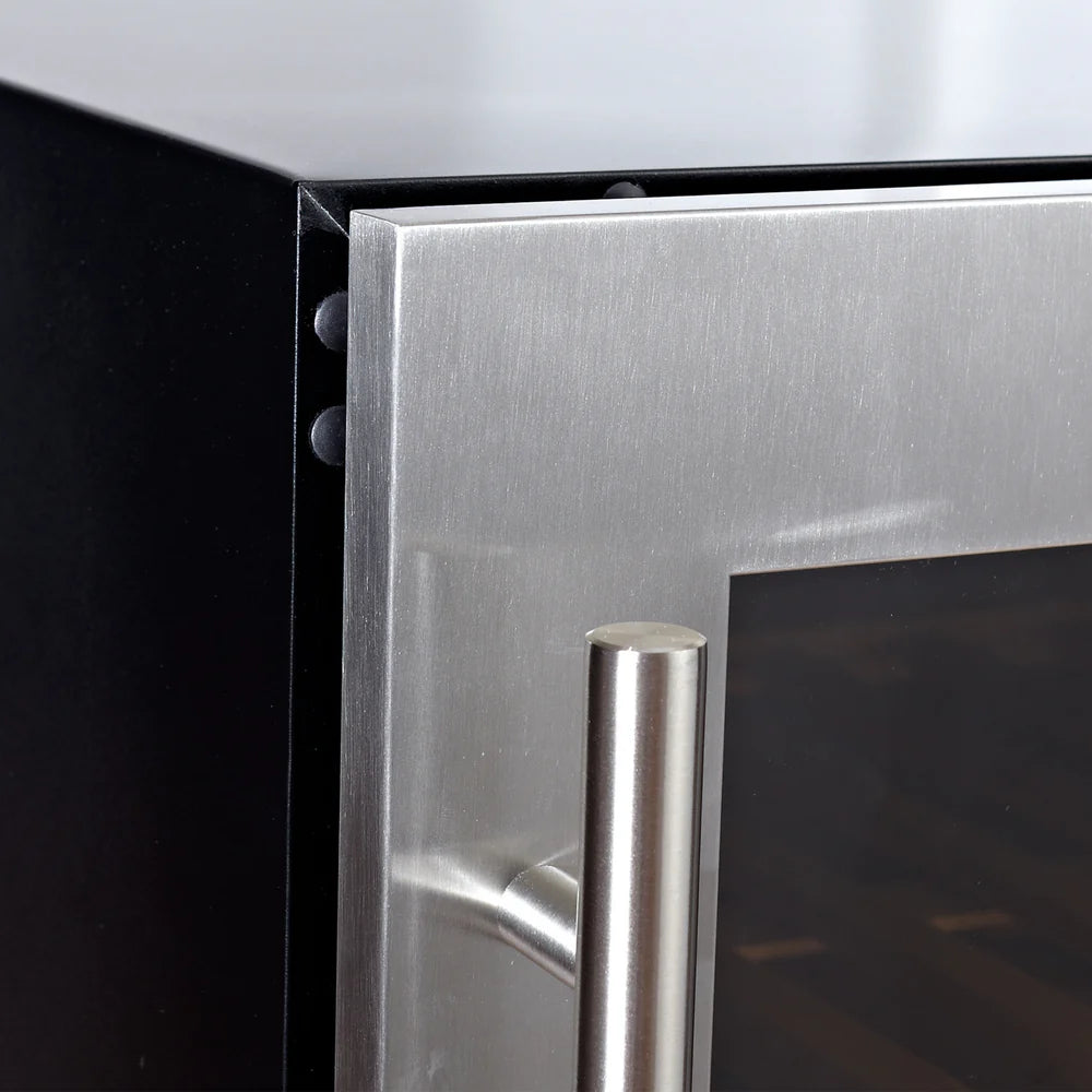 Upright Right Hinge Single Zone Large Wine Cooler With Low-E Black Glass Door