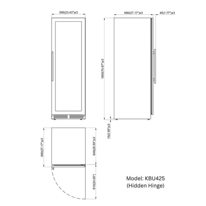 Tall Dual Zone Right Hinge Upright Wine Cooler with Low-E Glass & Silent Cooling