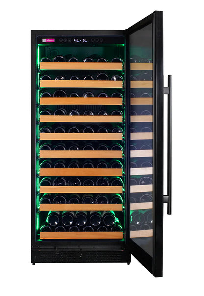 Reserva Series 119 Bottle 55" Tall Single Zone Right Hinge Black Glass Wine Refrigerator