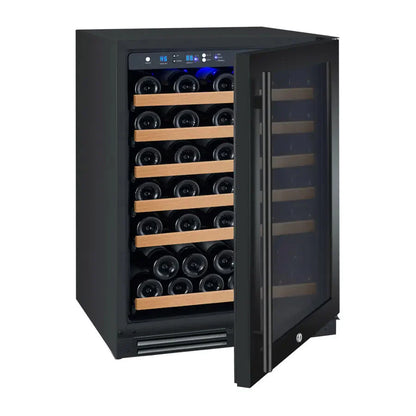 FlexCount Series 56 Bottle Single Zone Built-In Wine Refrigerator with Black Door - Right Hinge