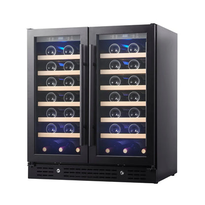 30-inch Dual Zone 66 Bottle Wine Cooler with Low-E Glass Door