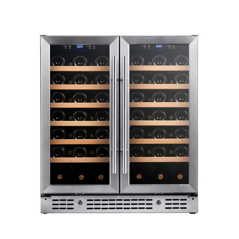 30-inch Dual Zone 66 Bottle Wine Cooler with Low-E Glass Door