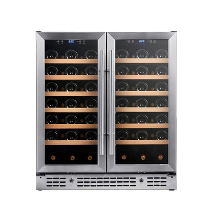30-inch Dual Zone 66 Bottle Wine Cooler with Low-E Glass Door