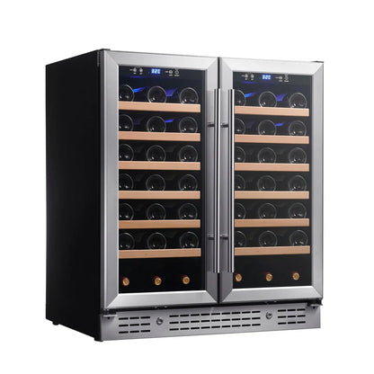 30-inch Dual Zone 66 Bottle Wine Cooler with Low-E Glass Door