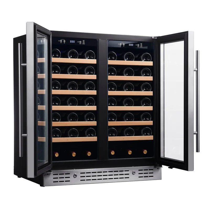 30-inch Dual Zone 66 Bottle Wine Cooler with Low-E Glass Door