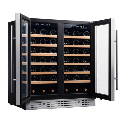 30-inch Dual Zone 66 Bottle Wine Cooler with Low-E Glass Door