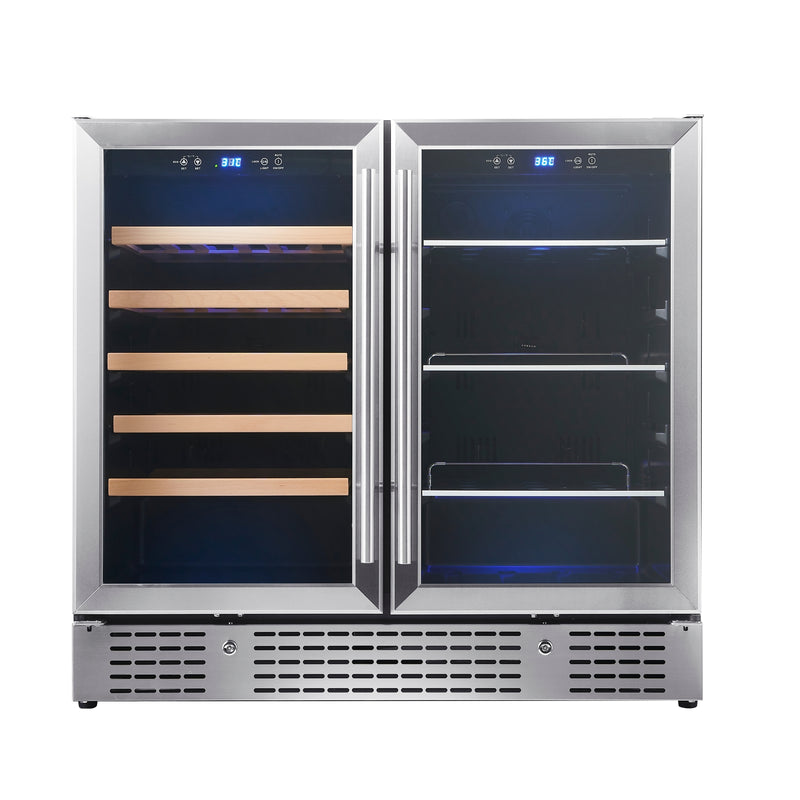 36-inch Beer and Wine Cooler Combination with Low-E Glass Door