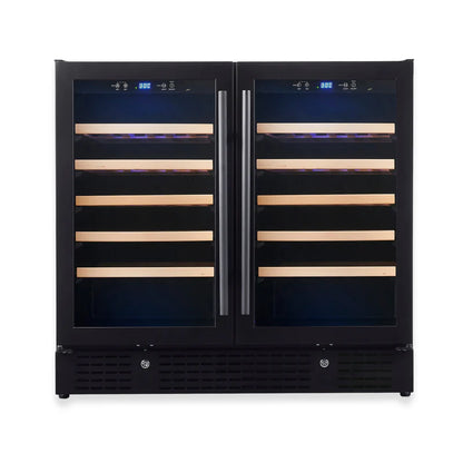 36-inch Under Bench Dual-Zone 68 Bottle Wine Cooler with Low-E Glass Door